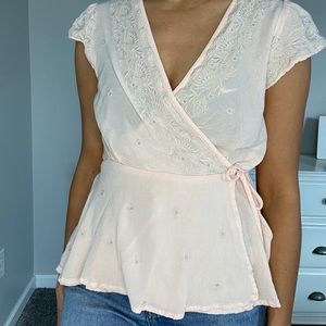 Blue Rain Faux Wrap Top